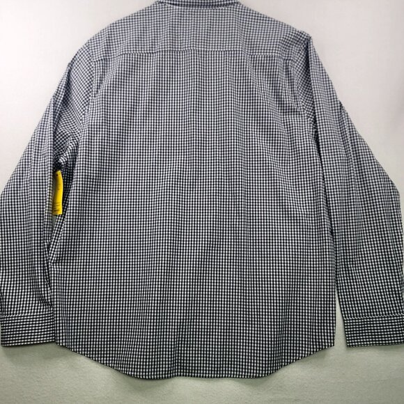 Claiborne Classic Fit Mens Stretch Navy Gingham Button-Down Shirt XXL - Picture 7 of 11